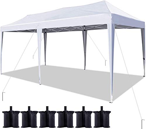 Quictent 10x20 ft Ez Pop up Canopy Tent Instant Shelter Party Tent Outdoor Event Gazebo Waterproof with 6 Sand Bags (White)