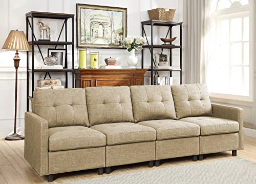 4 Piece Sectional Sofa Modular Sectional Sofa Tufted Fabric Sofa 99