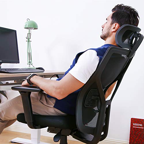 Ergonomic Office Chair Adjustable Desk Chair with Sliding Seat, MOLENTS High Back Mesh Computer Chair with Adjustable Lumbar Support,Headrest,3D Armrest, Swivel Home Office Desk Chair, Thick Wide Seat
