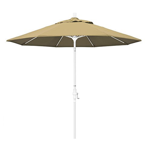 California Umbrella GSCUF908170-F67 9' Round Aluminum Pole Fiberglass Rib Market Patio Umbrella, White, Champagne