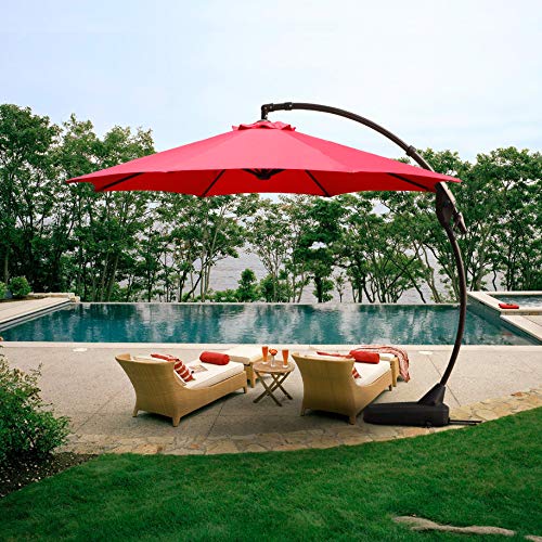 12 Ft Cantilever Patio Umbrellas Goognice Grand Patio Large Outdoor Offset Umbrella Heavy Duty Aluminum Shade Hanging Umbrella with Base for Patio, Lawn, Garden