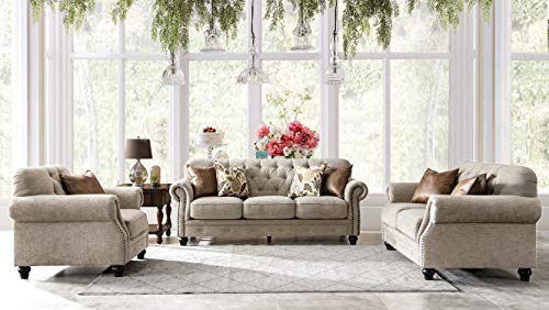 Acanva Luxury Chesterfield Chenille Diamond Tufted Living Room Sofa, 67