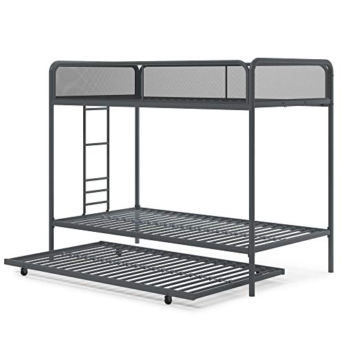 DHP Triple Metal Bunk Bed Frame, Gray, Twin