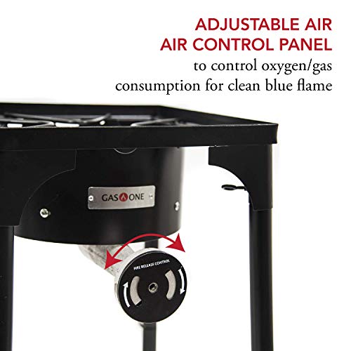 GasOne B-3600H Propane Cover 200,000-BTU Brewing Burner with Adjus, 15.75 x 15.75 x 16.00 inches, Black