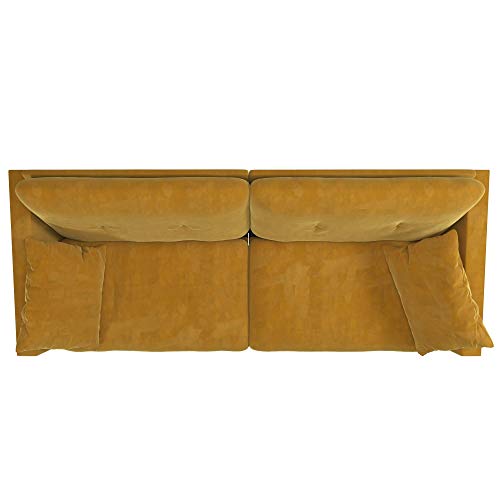 Mr. Kate Neely Futon with Bolster Pillows, Mustard Velvet