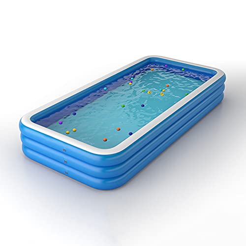 Swimming Pool,Inflatable Pool Large Paddling Family Pool for Children,Wireless Fast Inflation Rectangular Thicken Heavy Duty Above Ground Pool,with Accessories,Blue,38818560cm