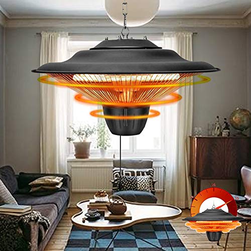 EnweNge 2500 W Outdoor Electric Patio Heater,Hanging Weatherproof Heater 2 Adjustable Power Level Infrared Heater for Balcony Courtyard Ceiling Mounted Style