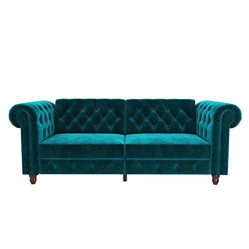 DHP Felix Chesterfield Sofa Futon, Green Velvet