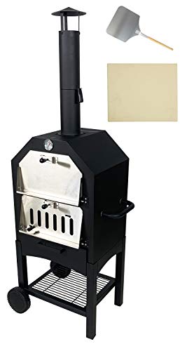 Summerville Pizza Oven Outdoor with Stone, Pizza Cooker Freestanding Portable Steel Pizza Oven for Grill Black