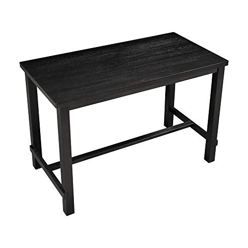 5-Piece Counter Height Dining Set, Wooden Dining Room Table and 4 High-Back Beige Dining Chairs with Footrest