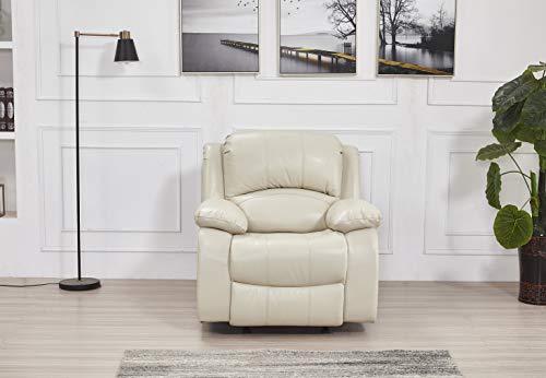 Betsy Furniture Bonded Leather Reclining Sofa Loveseat Glider Chair in Multiple Colors, 8018 (Beige, Glider Chair)