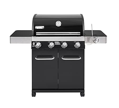 Monument Grills 4 Burner Propane Gas Grill, Black ,LED Controls,Side Burner,USB Light-13892