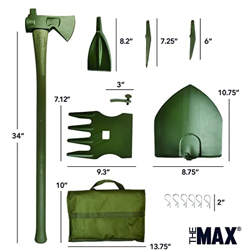 The MAX Multipurpose Axe Toolkit by Forrest Tool, Includes 8 Essential Tools for Camping, Hunting, Gardening and Off-Roading, Constructed with Reliable Material, Easy to Use