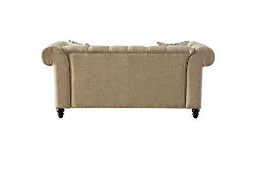 ACME Aurelia Beige Linen Loveseat with 2 Pillows