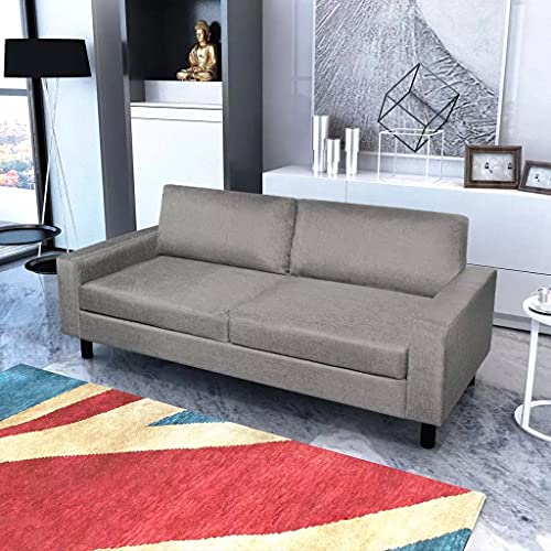 Living Room Furniture Sets, 3-Seater Sofa with Thickly Padded & Pillows, Durable Sofa Set, Easy to Assembly and Clean, Light Gray