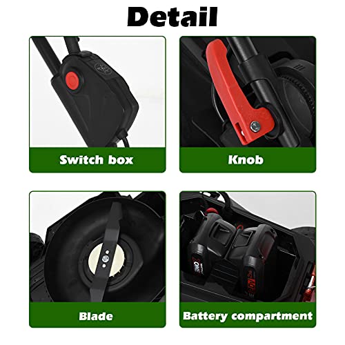 16-inch 40v Cordless Lawn Mower,Weed Eaters Grass Trimmer with 35L Grass Box,Twin F-orce Lawn Mower,2 pc 2Ah Batteries,6 Mowing Heights,3 Operation Heights (Black#28 inch-2 x 2Ah Battery)