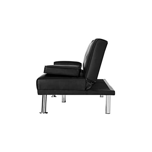 ALBBMY Convertible Folding Recliner Sofa Bed Sleeper Black Pu