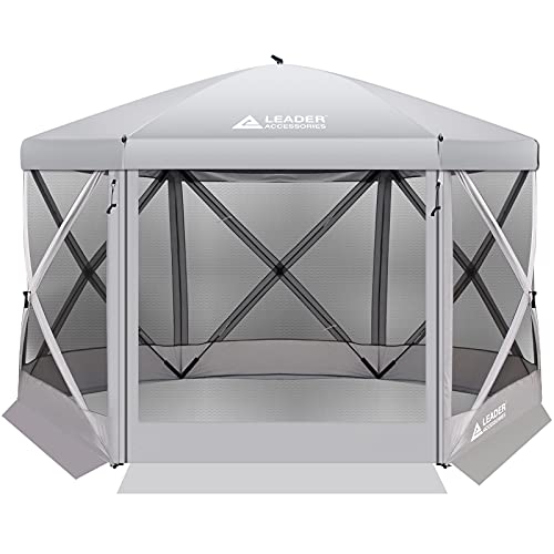 Leader Accessories 6 Sided Pop Up Canopy 11.5’x11.5’ Quick Setup Instant Gazebo Shelter Outdoor Tent with Mosquito Netting for Camping, Backyard, Patio