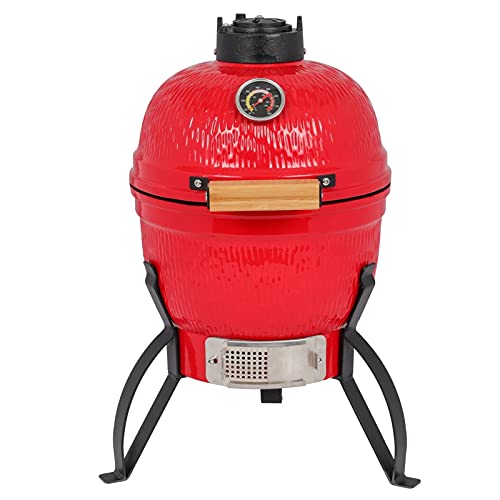 LLHW 13 Inch Charcoal Grill, Ceramic Charcoal Egg Grill, Multifunctional Outdoor Smoker Grill for BBQ, Camping and Picnic (Color : Red)