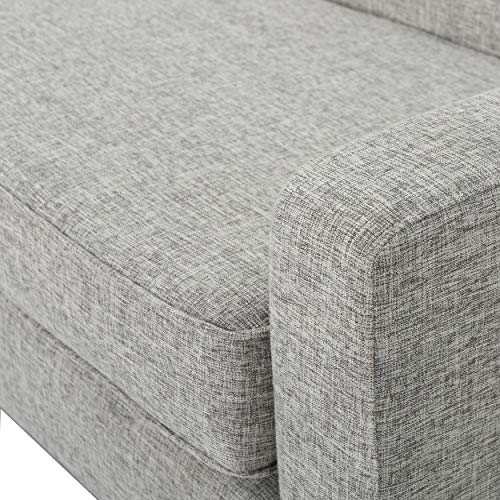 GDFStudio Christopher Knight Home Sawyer Mid-Century Modern Fabric 3-Seater Sofa, Light Grey Tweed / Natural