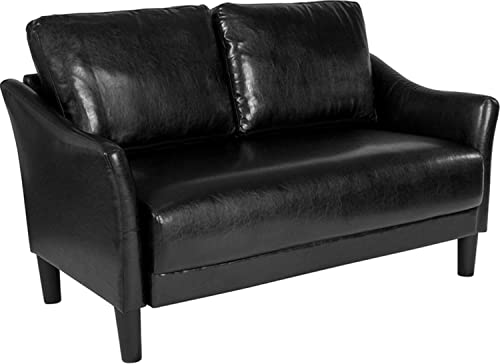 Flash Furniture Asti Upholstered Loveseat in Black LeatherSoft