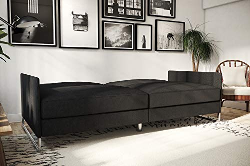 DHP Pembroke Convertible Futon Sofa Bed, Grey Linen