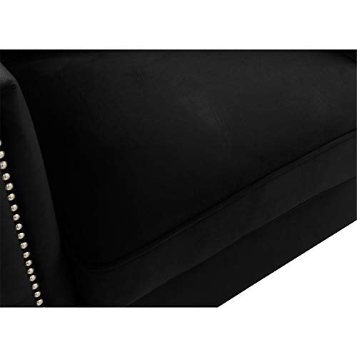 Lilola Home Bayberry Black Velvet Loveseat with 2 Pillows