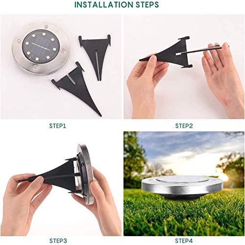 CHENXU Solar Lighting Outdoor Garden Lights Solar Garden Lights Outdoor Landscape Ground Lights, 4 Pack 12 LED Super Bright Solar Powered Disk Spot Lights IP65 Waterproof Lawn Path Yard
