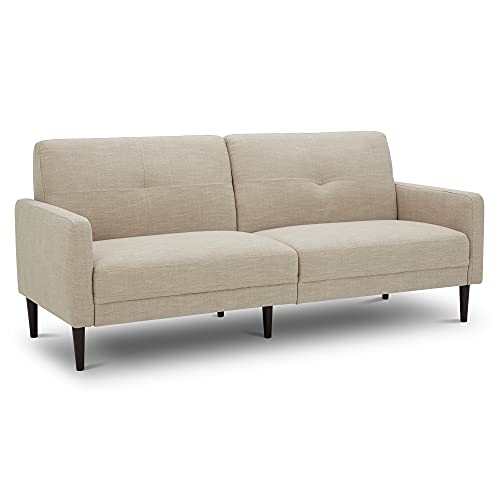 CHITA Mid-Century Sofas Furniture 74.4''W Sofa Couch Sets for Living Room Apartment, Solid Wood Leg, Easy Assembly, Flax Beige