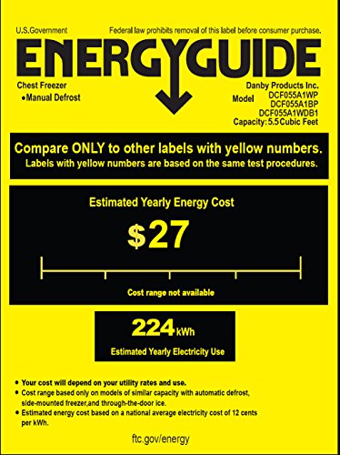 Danby DCF055A1WDB1 Chest Freezer, 5.5 Cubic Feet, White