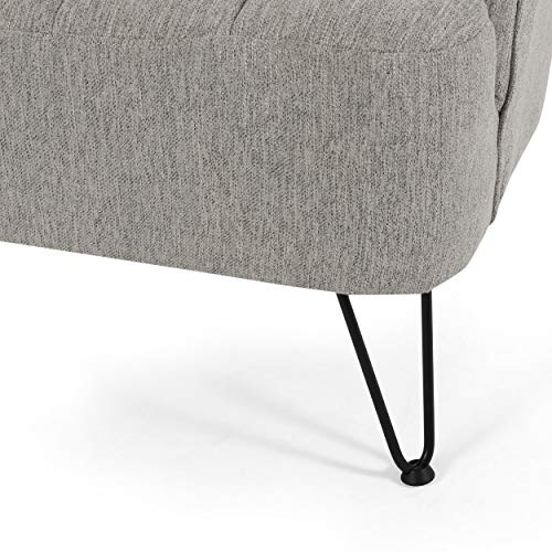 Kyra Modern Fabric Loveseat with Hairpin Legs, Light Gray