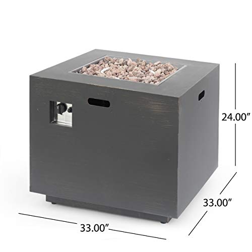 Christopher Knight Home 312977 Solomon Outdoor 33-Inch Square Fire Pit, Brushed Brown