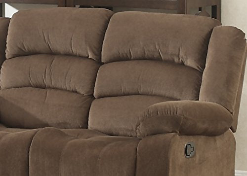 AC Pacific Bill Modern Fabric Upholstered Living Room Reclining with Padded Pillow Top Armrests, Loveseat, Brown