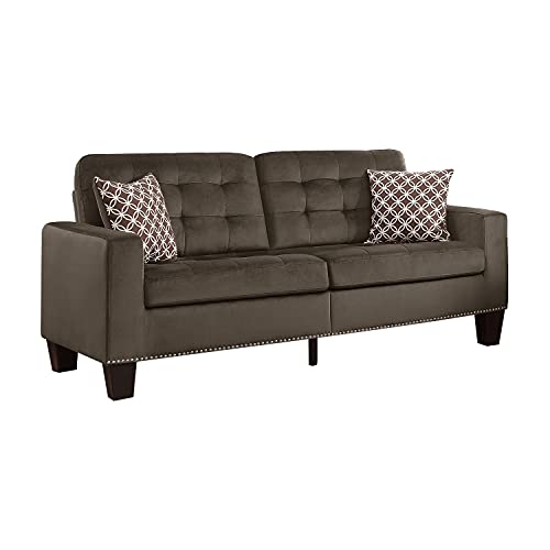 Lexicon Leighton Fabric Sofa with 2 Pillows, 72.5