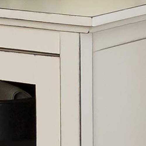 Walker Edison Charlotte Classic Glass Door Storage Buffet, 52 Inch, Antique White
