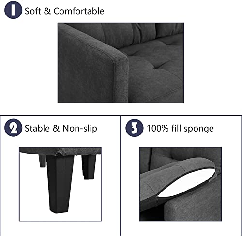 RELAXIXI Mid-Century Retro Modern Living Room Sofa Set with Loveseat and Seating Sofa Chair, Couch and Lounge Chairs(1 Set,Gray)