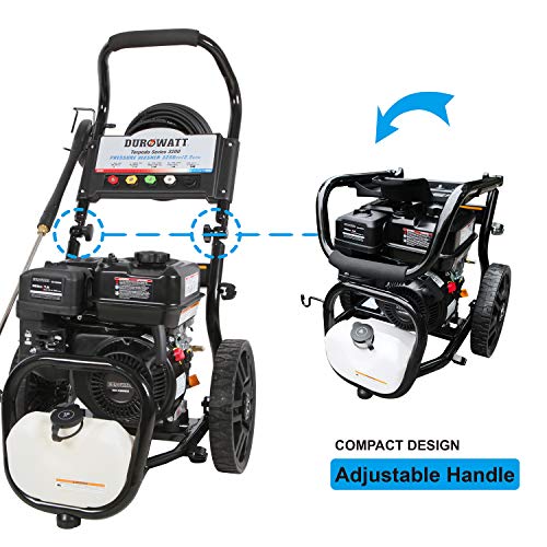 DUROWATT 3200 PSI Gas Pressure Washer,2.5 GPM 223CC 7.5HP Power Washer Gas with 5 Adjustable Nozzles, 1.1 Gal Onboard Soap Tank, 12