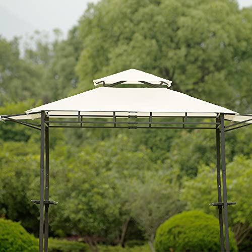 12Ft.Wx8.5Ft.H Gazebo Tent Canopy Steel Double Tiered Backyard Patio BBQ Grill Gazebo with Bar Counters