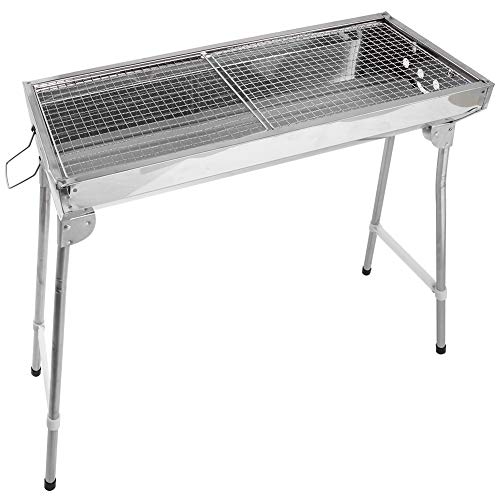 WJIN Barbecue Grill,Outdoor Large Size Foldable Stainless Steel Barbecue Charcoal Grill Stove Camping Garden