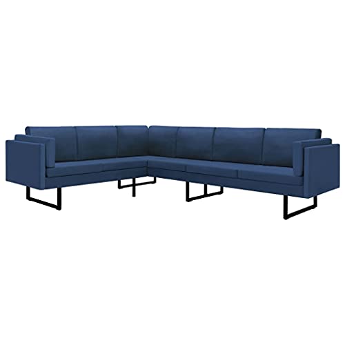 Warmliving Corner Sofa L-Shaped Sofa Couch Sectional Sofa with Backrest Pillows,for Living Room Bedroom,Fabric,Blue