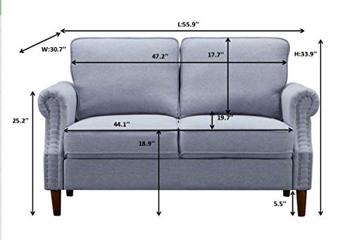 Knowlife Bedroom Loveseat Sofa Mini Couch for Small Space, Light Gray Couch