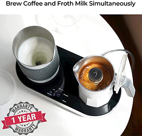 SEVEN&ME Espresso Machine with Milk Frother Coffee Maker Make Latte Cappuccino Macchiato in 3 Minutes Coffee Machine Electric Moka Pot Enjoy Barista-quality Espresso at Home