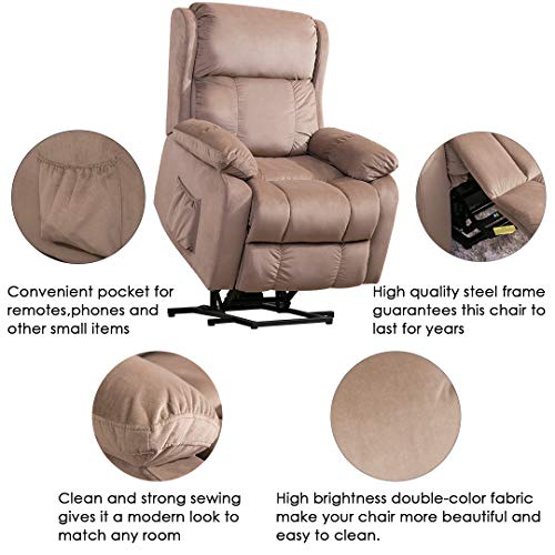 Harper&Bright Designs Power Lift Chair Soft Fabric Recliner Living Room Sofa Chair