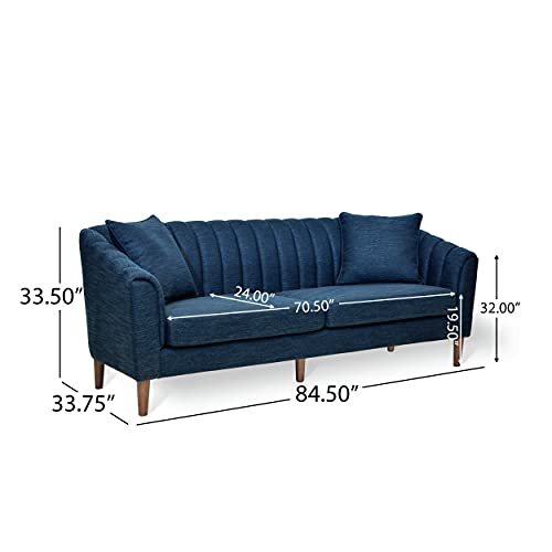 Christopher Knight Home Ansonia Sofas, Navy Blue + Dark Walnut