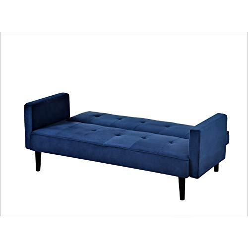 US Pride Furniture Wide Velvet Tufted Back Sofabed, deep Blue