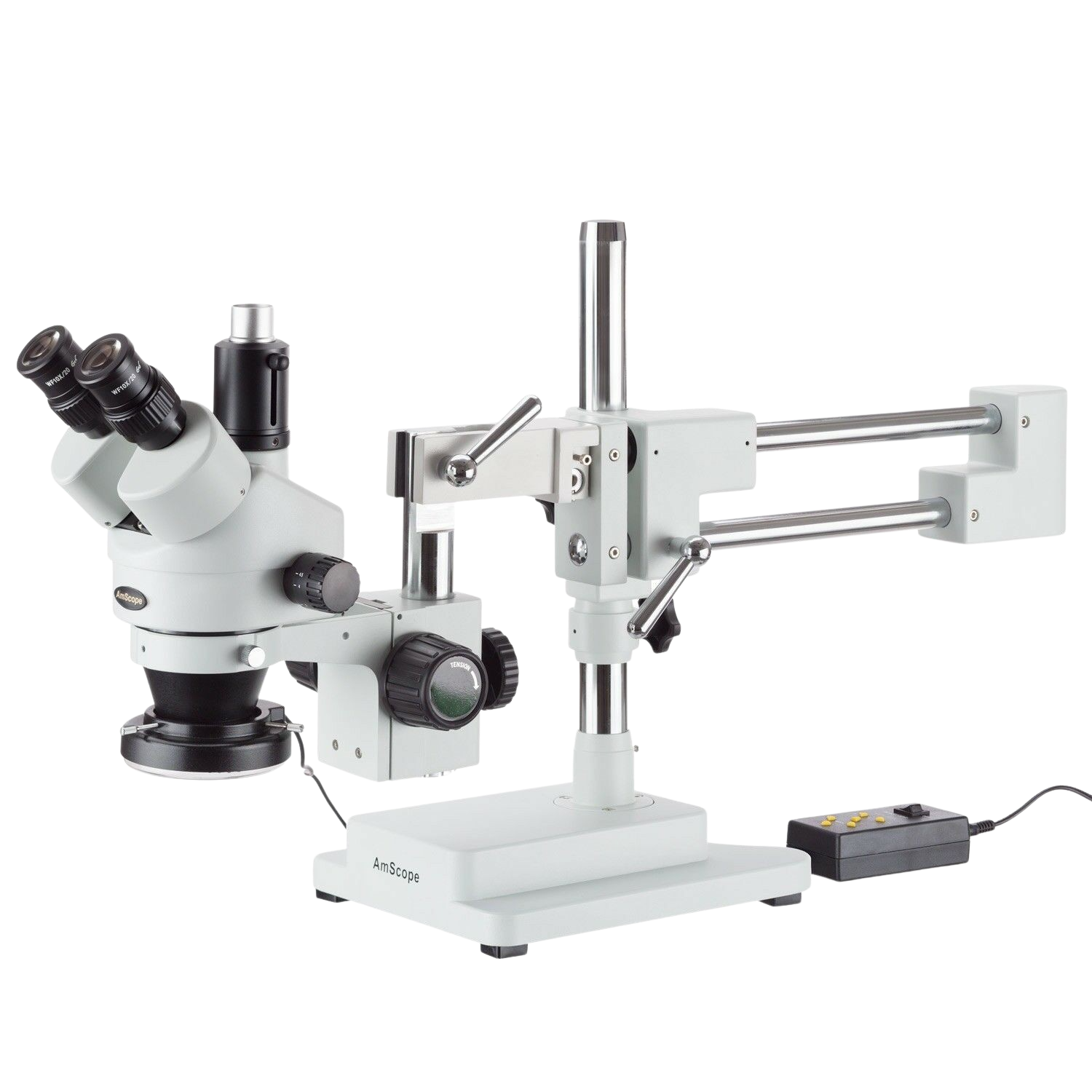 Amscope SM-4TX-144A 3.5X - 45X Trinocular Stereo Microscope with 4 Zone 144 LED Ring Light New