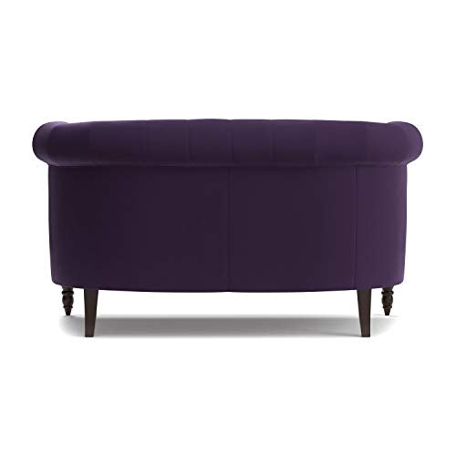 Plum Purple Velvet Loveseat Solid Traditional Polyester Nailheads