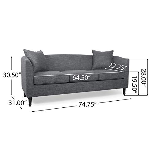 Christopher Knight Home Austell 3 Seater Sofa, Charcoal + Dark Brown