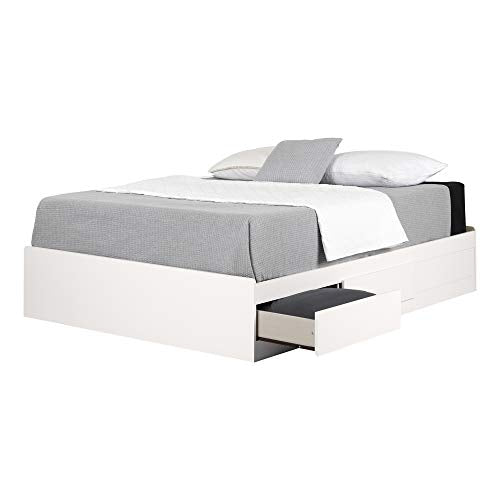 South Shore Vito Mates Bed with 2 Drawers, Queen 60-inch, Pure White