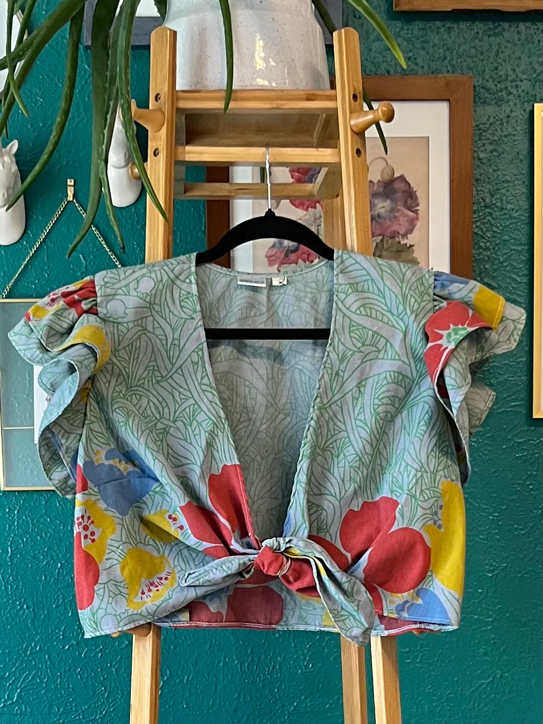 Copy of Emma Tie Front Top in Grey (XL)